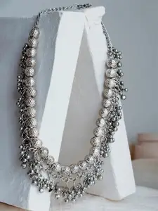 Infuzze Silver-Plated Brass Oxidised Necklace