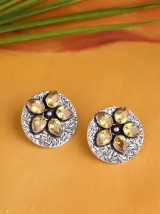 Infuzze Stone Studded Oxidised Studs Earrings