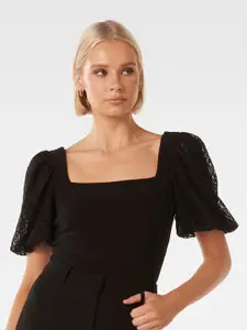 Forever New Puff Sleeves Square Neck Top