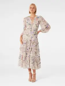 Forever New Floral Printed Layered Fit & Flare Midi Dress