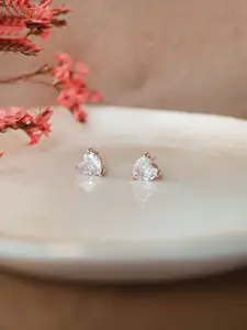 MANNASH Rose Gold Plated Sterling Silver Cubic Zirconia Stud Earrings