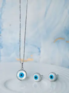 MANNASH 92.5 Sterling Silver Rhodium-Plated Pendant Set