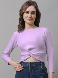 FBAR Round Neck Twisted Cotton Fitted Crop Top