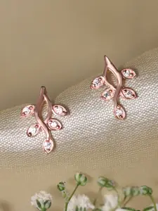 Rubans Silver Rose Gold-Plated Floral Stud Earrings