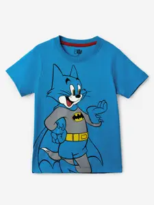 The Souled Store Boys Blue Humour and Comic Tom & jerry Printed Pure Cotton T-Shirt