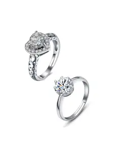 Yellow Chimes Set Of 2 Crystal-Studded Adjustable Finger Rings