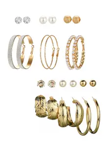 Yellow Chimes Set Of 9 Contemporary Hoop Earrings