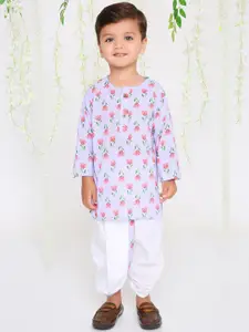 KID1 Boys Floral Printed Regular Long Sleeve Pure Cotton Kurta Set