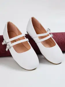 Fame Forever by Lifestyle Girls Square Toe Ballerinas With Embellished Buckle