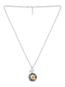 March by FableStreet Silver Rhodium-Plated Dry Flower Pendant Chain
