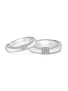 March by FableStreet Set Of 2 Rhodium-Plated Adjustable Couple Rings