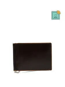 Teakwood Leathers Men Brown & Black Leather Two Fold Wallet