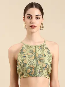 flaher Women Embroidered Silk Readymade Padded Saree Blouse