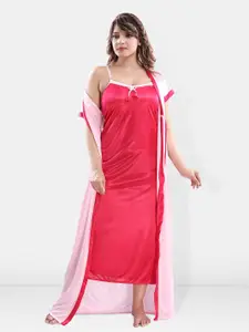 Be You Shoulder Straps Satin Maxi Nightdress with Robe