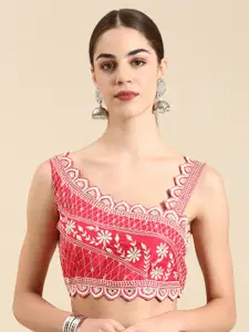 flaher Women Embroidered Silk Readymade Padded Saree Blouse