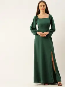 Femvy Square Neck Puff Sleeves Cut-Outs Maxi Dress