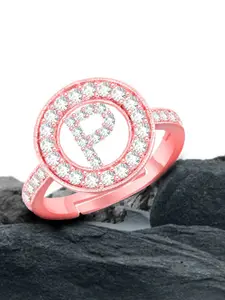 MEENAZ Rose Gold-Plated AD Studded Adjustable Ring