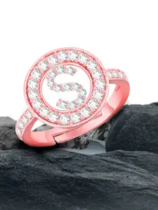 MEENAZ Rose Gold-Plated AD Studded Adjustable Finger Ring