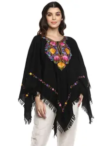CRAFTBAZAR Embroidered Woollen Poncho
