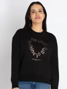 Status Quo Typography Printed Sequinned Sweatshirt