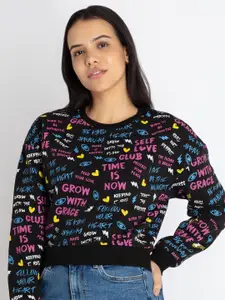 Status Quo Typography Printed Crop Sweatshirt