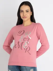 Status Quo Typography Printed Cotton Sweatshirt