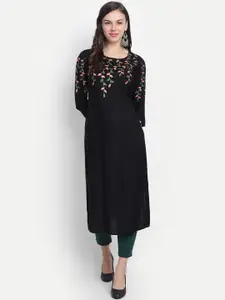 SUTI Round Neck Floral Embroidered Yoke Design Thread Work Kurta