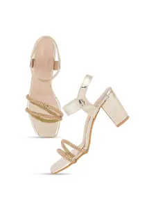 SCENTRA Embellished Party Block Heels With Backstrap