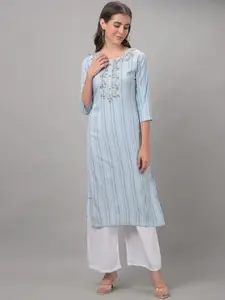 Dollar Missy Round Neck Woven Design Floral Embroidered Yoke Design Straight Kurta