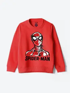 YK Marvel Boys Spiderman Printed Cotton Sweatshirt