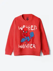 YK Marvel Boys Spiderman Printed Cotton Sweatshirt