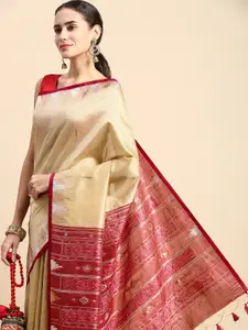 VISHNU WEAVES Woven Design Zari Banarasi Saree