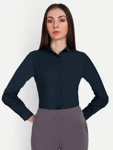 ASCIIBLUES Regular Fit Spread Collar Long Sleeve Cotton Formal Shirt