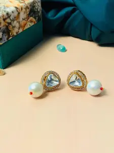 ABDESIGNS Gold Plated Classic Kundan Studded & Beaded Drop Earrings