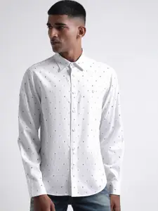 Iconic Slim Fit Micro Ditsy Printed Pure Cotton Casual Shirt