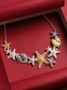 SOHI Silver-Plated Starfish Beaded Necklace