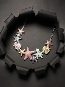 SOHI Silver-Plated Starfish Beaded Necklace