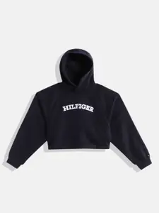 Tommy Hilfiger Girls Brand Logo Printed Hooded Sweatshirt