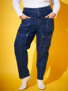 SASSAFRAS Curve Women Navy Blue Mid-Rise Comfort Stretchable Jeans