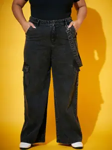 SASSAFRAS Curve Women Black Mid-Rise Comfort Straight Fit Stretchable Jeans