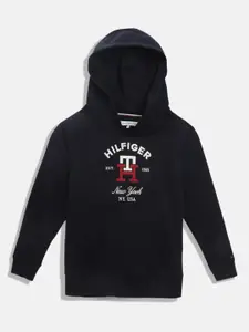 Tommy Hilfiger Boys Typography Printed Hooded Cotton Sweatshirt