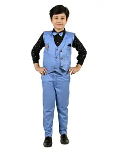 BAESD Boys Checked Pure Cotton Waistcoat & Trouser With Shirt