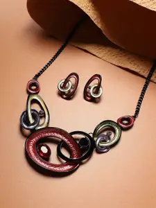 SOHI Textured Stone Necklace & Earrings