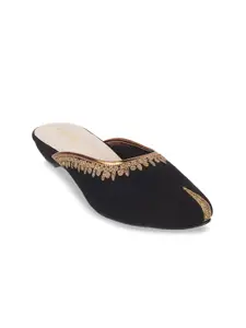 Metro Women Embroidered Kitten Heel Mules