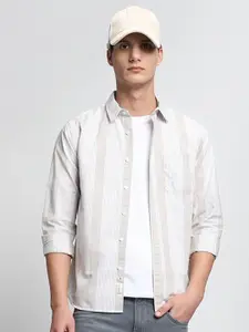 Dennis Lingo Slim Fit Vertical Stripes Pure Cotton Casual Shirt