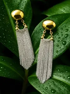 Rubans Voguish 18k Gold Plated Stainless Steel Demi-Fine Tasseled Long Drop Earrings