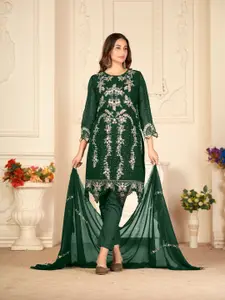 Atsevam Floral Embroidered Silk Georgette Semi-Stitched Dress Material