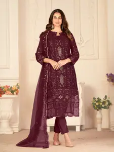Atsevam Ethnic Motifs Embroidered Semi-Stitched Dress Material