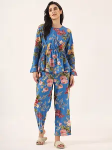 SANSKRUTIHOMES Floral Printed Pure Cotton Night Suit