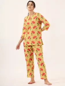 SANSKRUTIHOMES Floral Printed Pure Cotton Night Suit